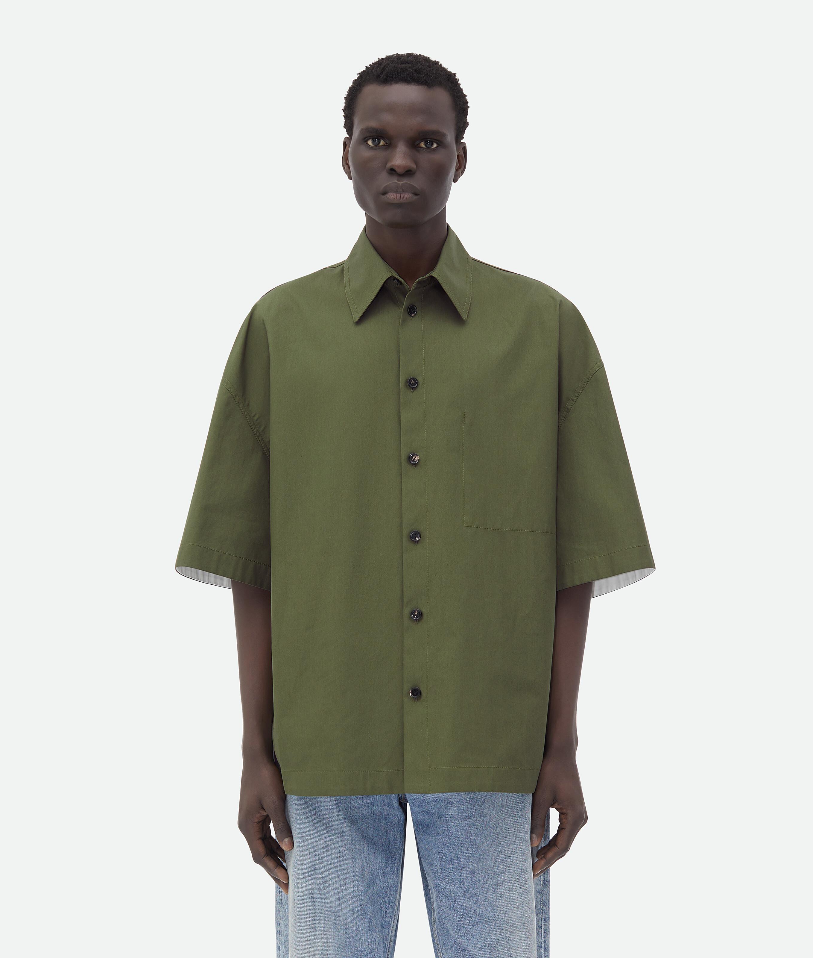 Men's Compact Cotton Shirt in Thyme Product Image