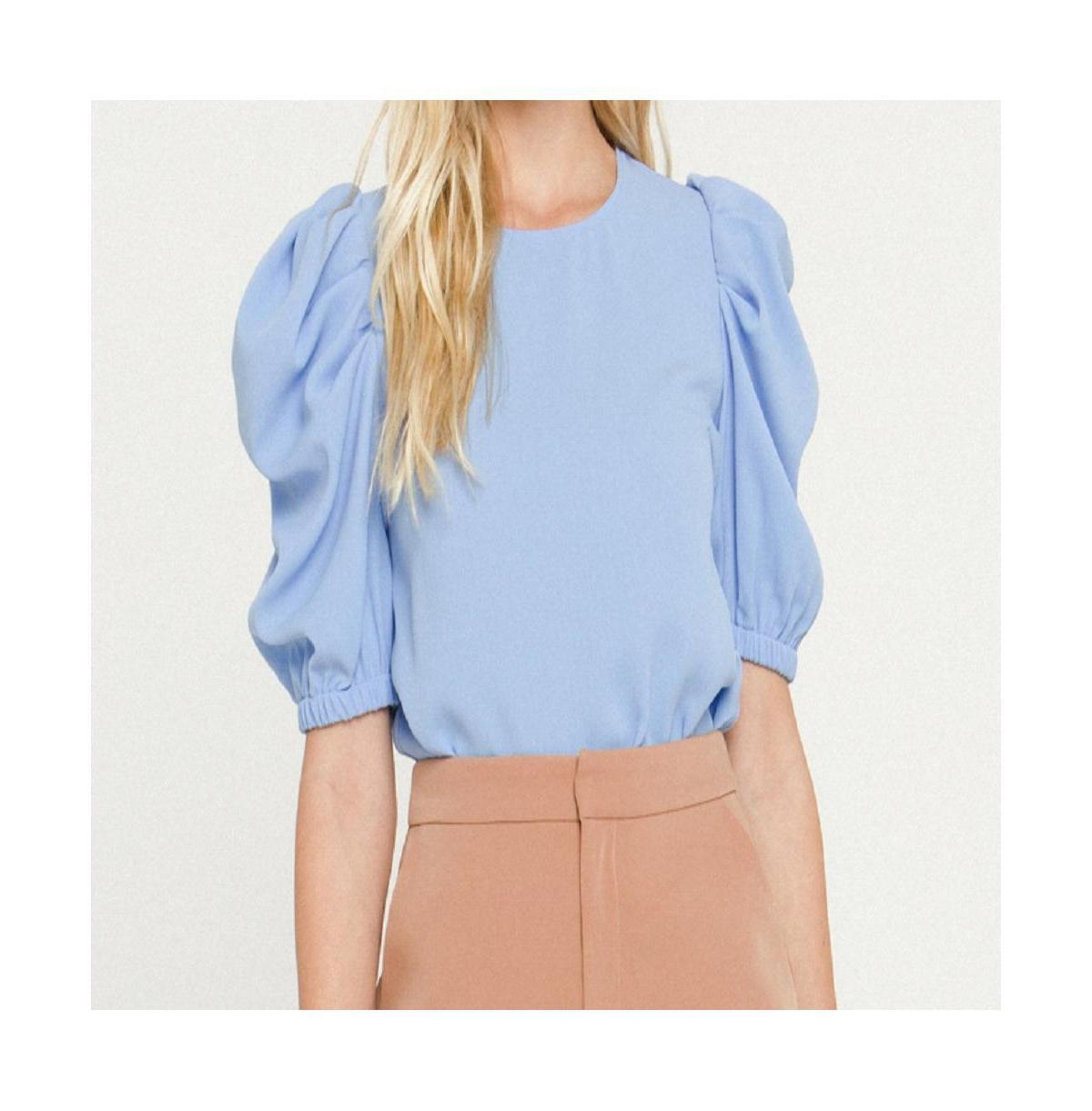 English Factory Womens Pleated Puff Sleeve Top Product Image