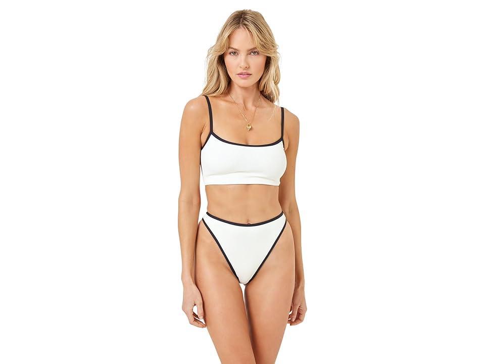 LSPACE Nora Bitsy High Waisted Bottom in Cream. Product Image