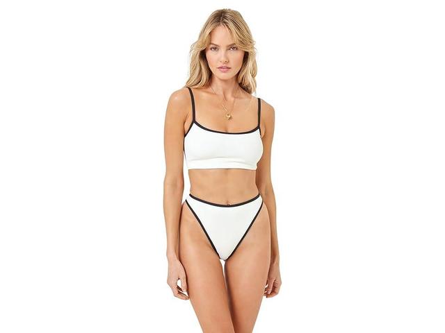 LSPACE Nora Bitsy High Waisted Bottom in Cream. Product Image