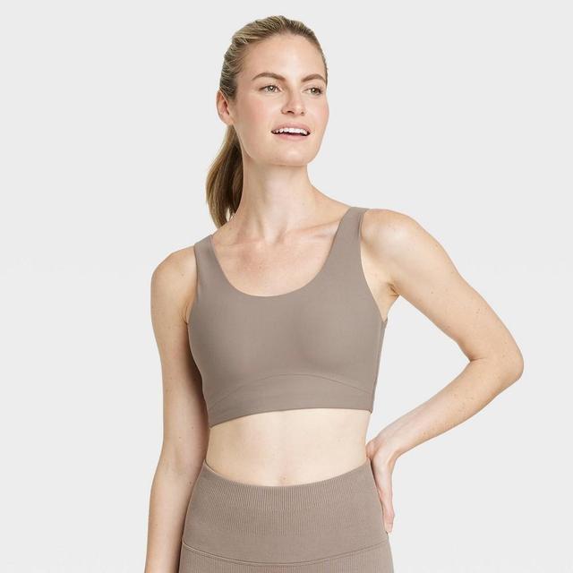 Womens Everyday Soft Medium Support Longline Sports Bra - All In Motion Taupe L Product Image