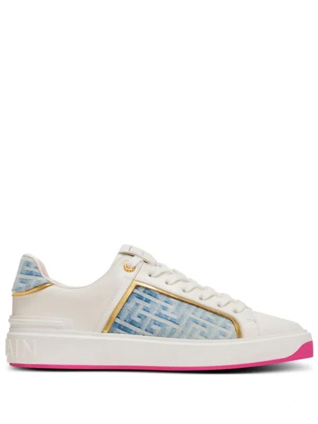 B-court Panelled Leather Sneakers In White Product Image