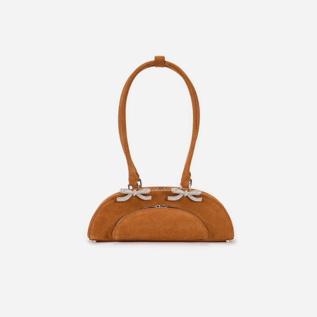 Brown Suede Curved Shoulder Bag Product Image