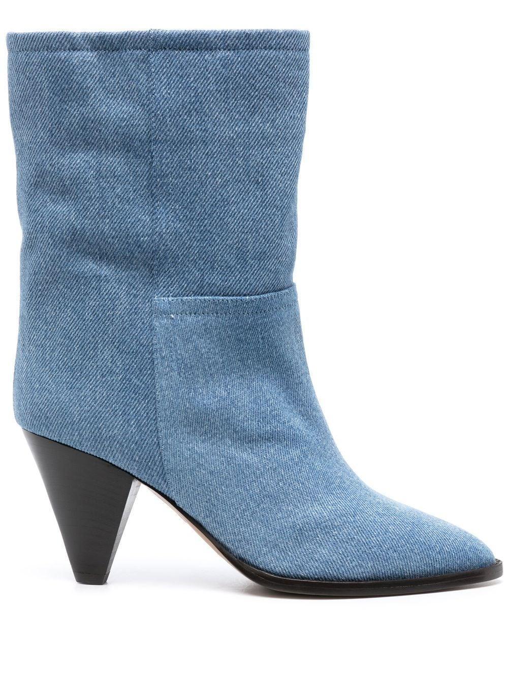 Rouxa Denim Ankle Boots In Light Blue Product Image