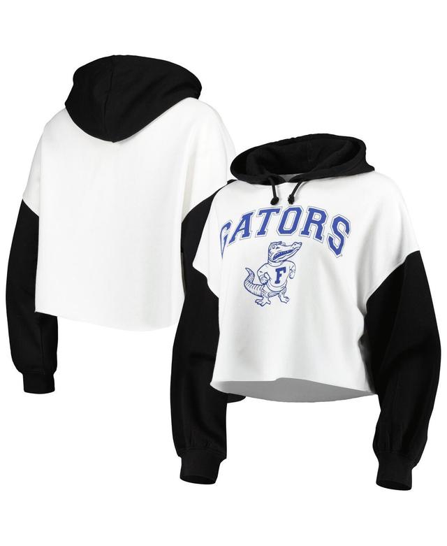 Womens Gameday Couture White Distressed Florida Gators Good Time Color Block Cropped Hoodie - White Product Image