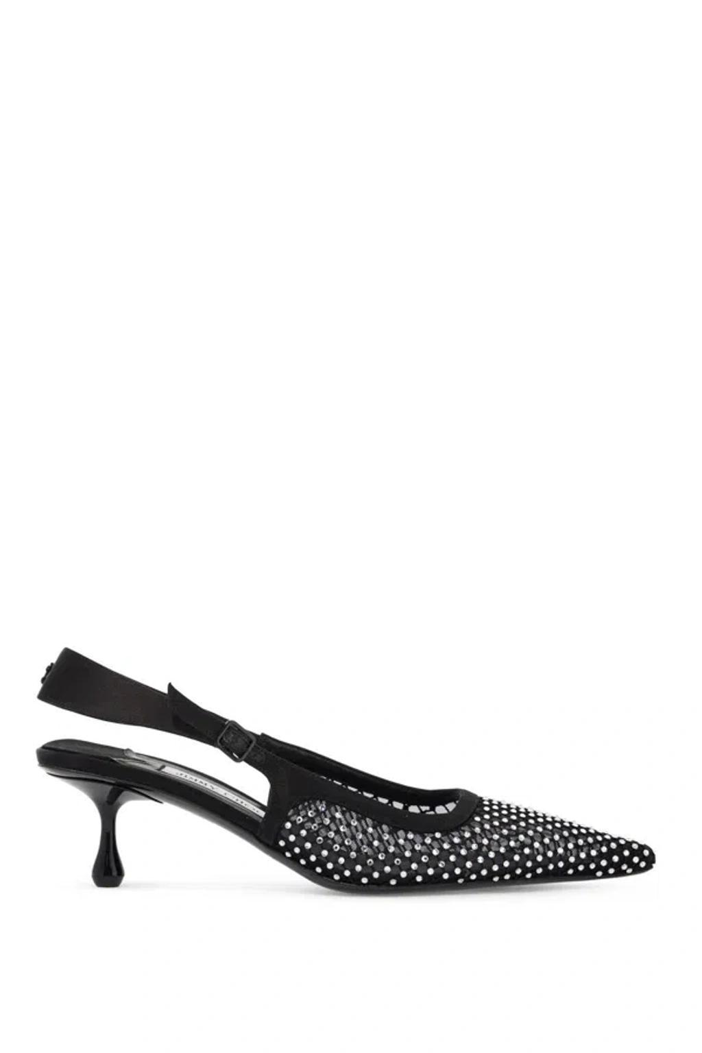 JIMMY CHOO Amel 50 Crystal-embellished Mesh And Satin Pointed-toe Slingback Pumps In Black Product Image