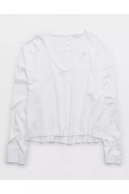 Aerie Long Sleeve Slouchy Oversized V-Neck T-Shirt Women's Product Image