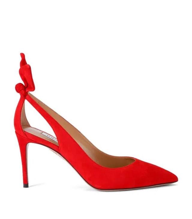 Red Suede Bow Tie Pump 85 Pumps Product Image