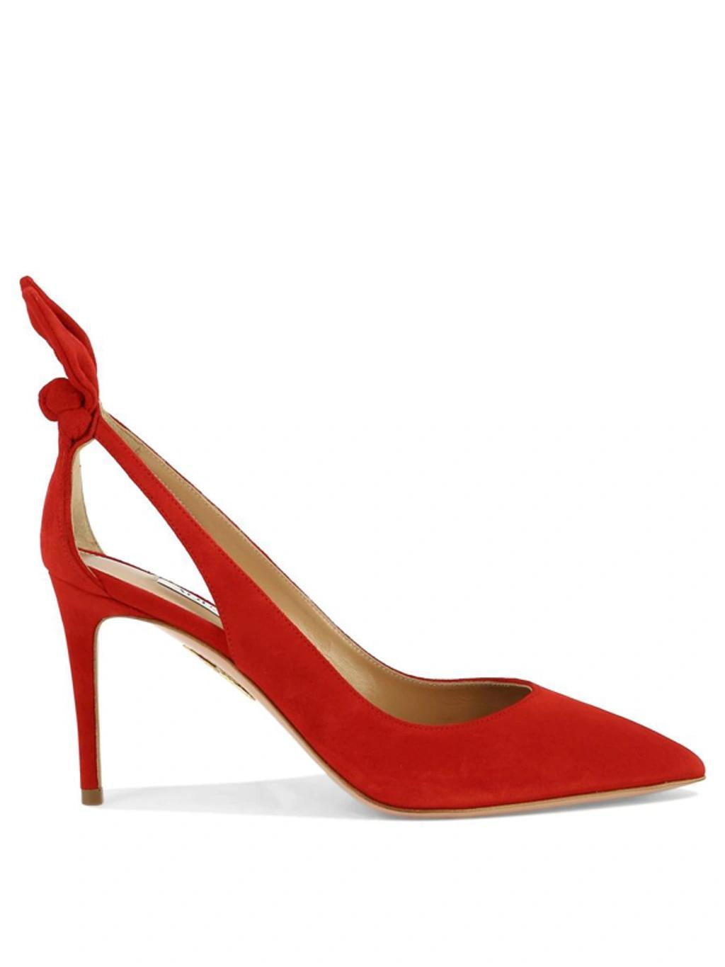 AQUAZZURA Red Suede Bow Tie Pump 85 Pumps Product Image