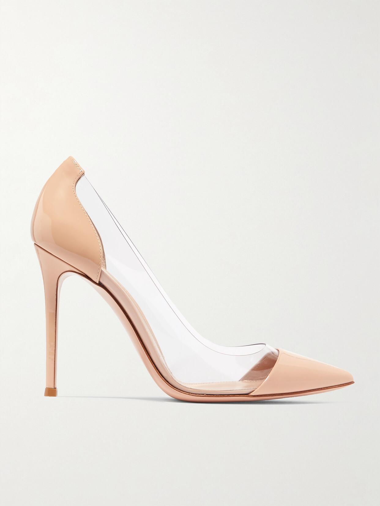 GIANVITO ROSSI Plexi 105 Patent-leather And Pvc Pumps In Neutrals Product Image