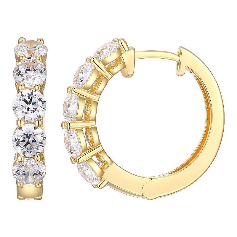 18k Gold Over Sterling Silver Lab-Created Moissanite Hoop Earrings, Womens, Gold Tone Product Image