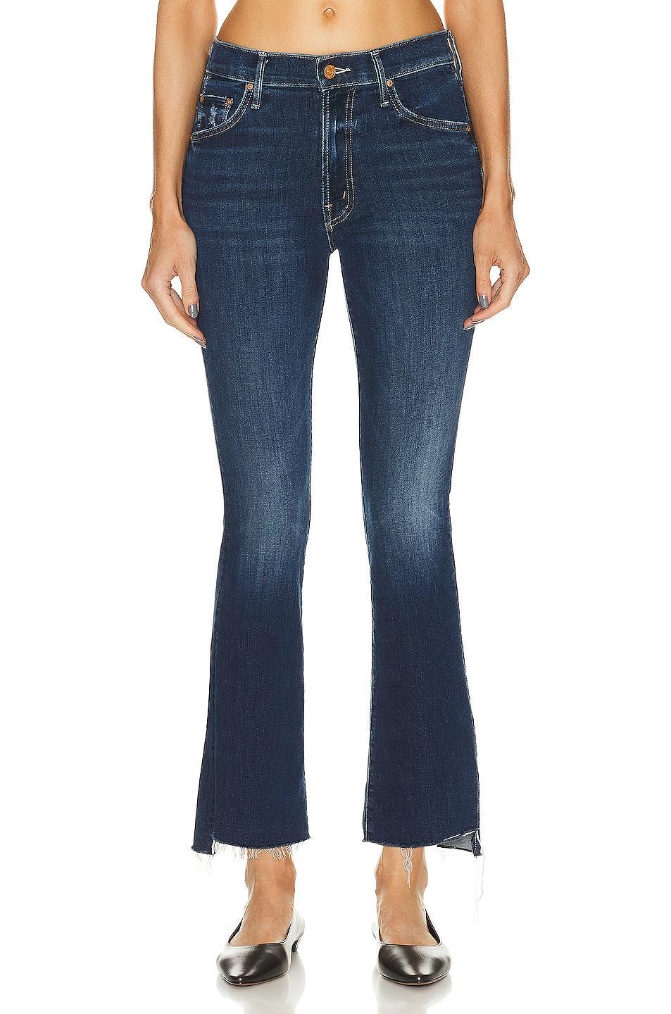 MOTHER The Insider Crop Step Fray in Teaming Up - Blue. Size 24 (also in 25, 26, 27, 29, 30, 34). Product Image