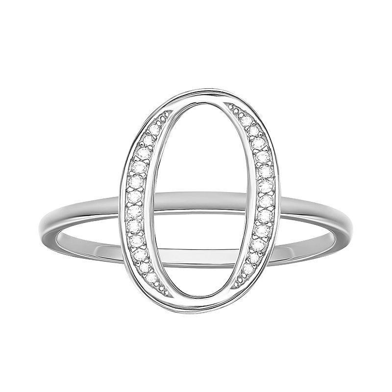 PRIMROSE Sterling Silver Cubic Zirconia Initial Ring, Womens White Product Image