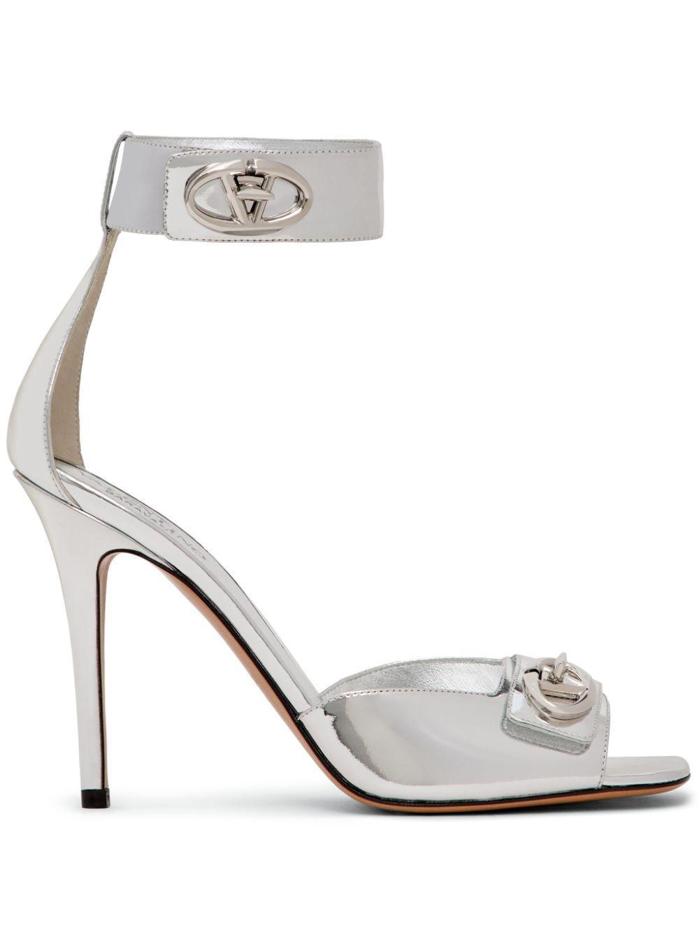 Vlogo 100mm Leather Sandals In Silver Product Image