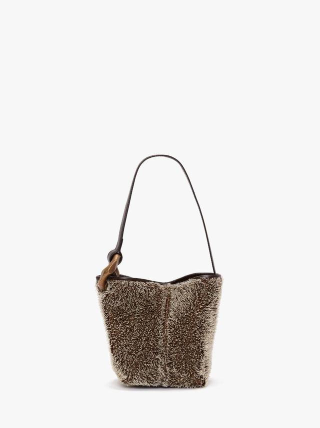 SMALL JWA CORNER BUCKET - MOHAIR BUCKET BAG in brown | JW Anderson US  Product Image