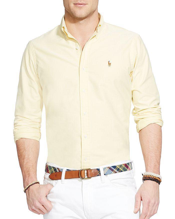 Classic Fit Long Sleeve Cotton Oxford Button Down Shirt In Yellow Product Image