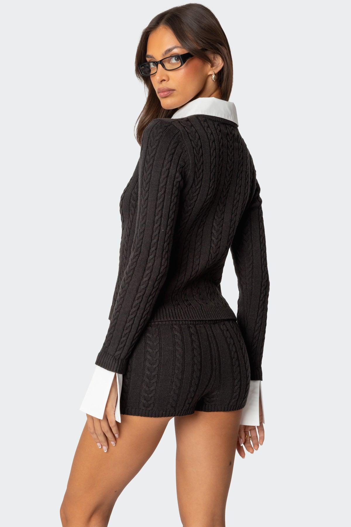 Avey Cable Knit Shorts Product Image