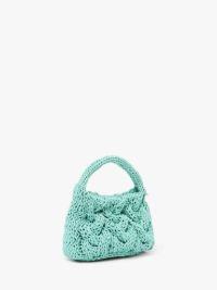 SMALL CABLE KNIT BAG - LEATHER DRAWCORD TOP HANDLE BAG in green | JW Anderson US  Product Image