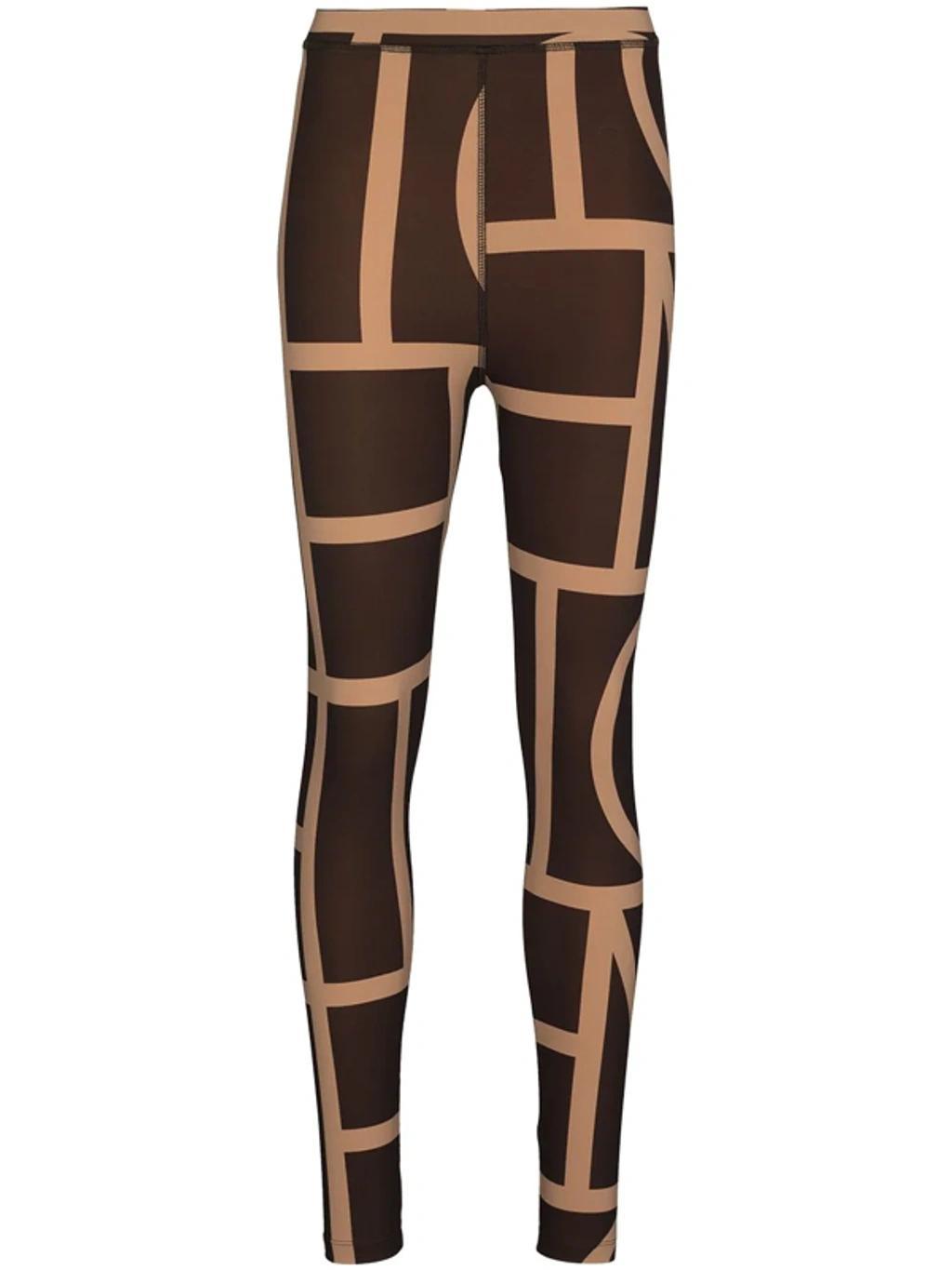 Brown High Waist Monogram Leggings In Brown Monogram Product Image