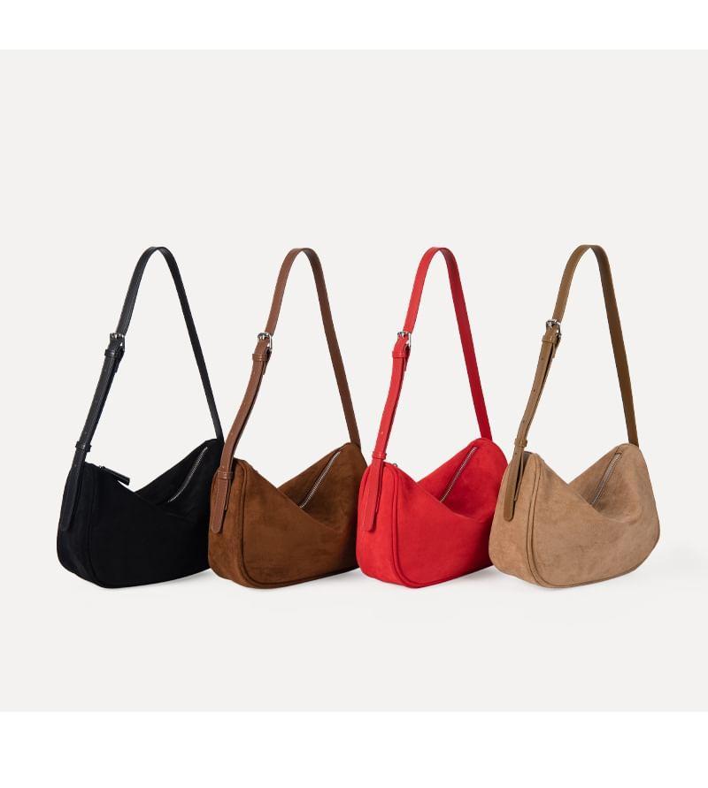 Plain Faux Suede Shoulder Bag Product Image