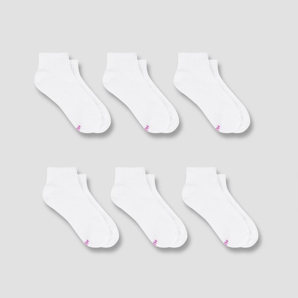 Hanes Performance Womens Cushioned 6pk Ankle Athletic Socks White 5-9 Product Image