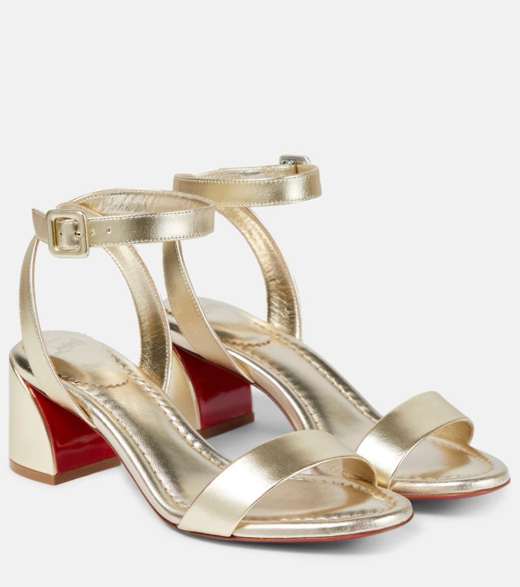 Miss Sabina Metallic Red Sole Ankle-strap Sandals In Gold Product Image