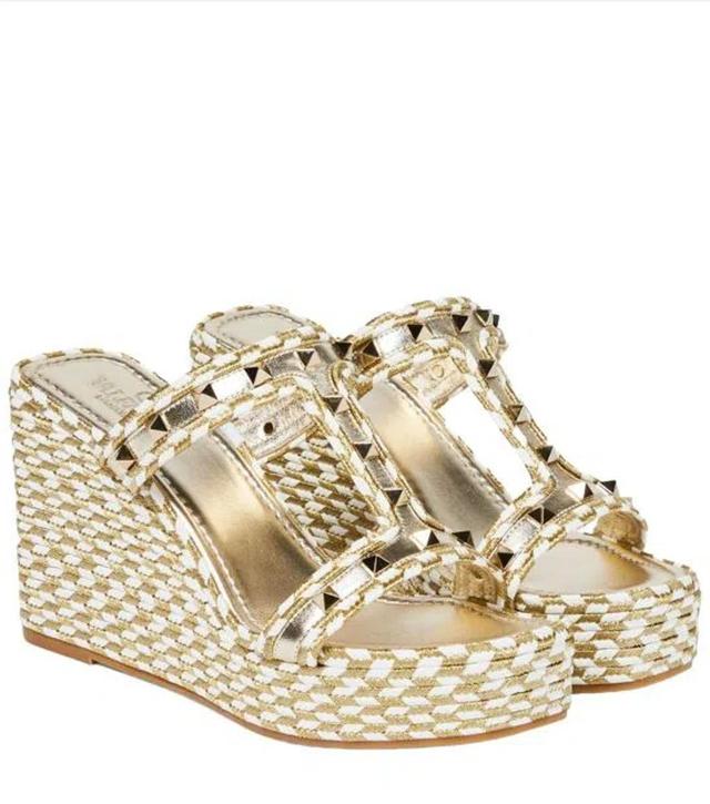 Rockstud Torchon Wedge Slide Sandal In Biancopla Product Image