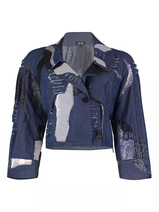 Embroidered Silk Denim Jacket Product Image