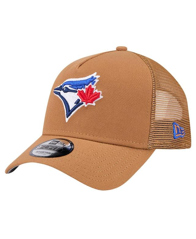 New Era Mens Brown Toronto Blue Jays A-Frame Trucker 9FORTY Adjustable Hat Product Image