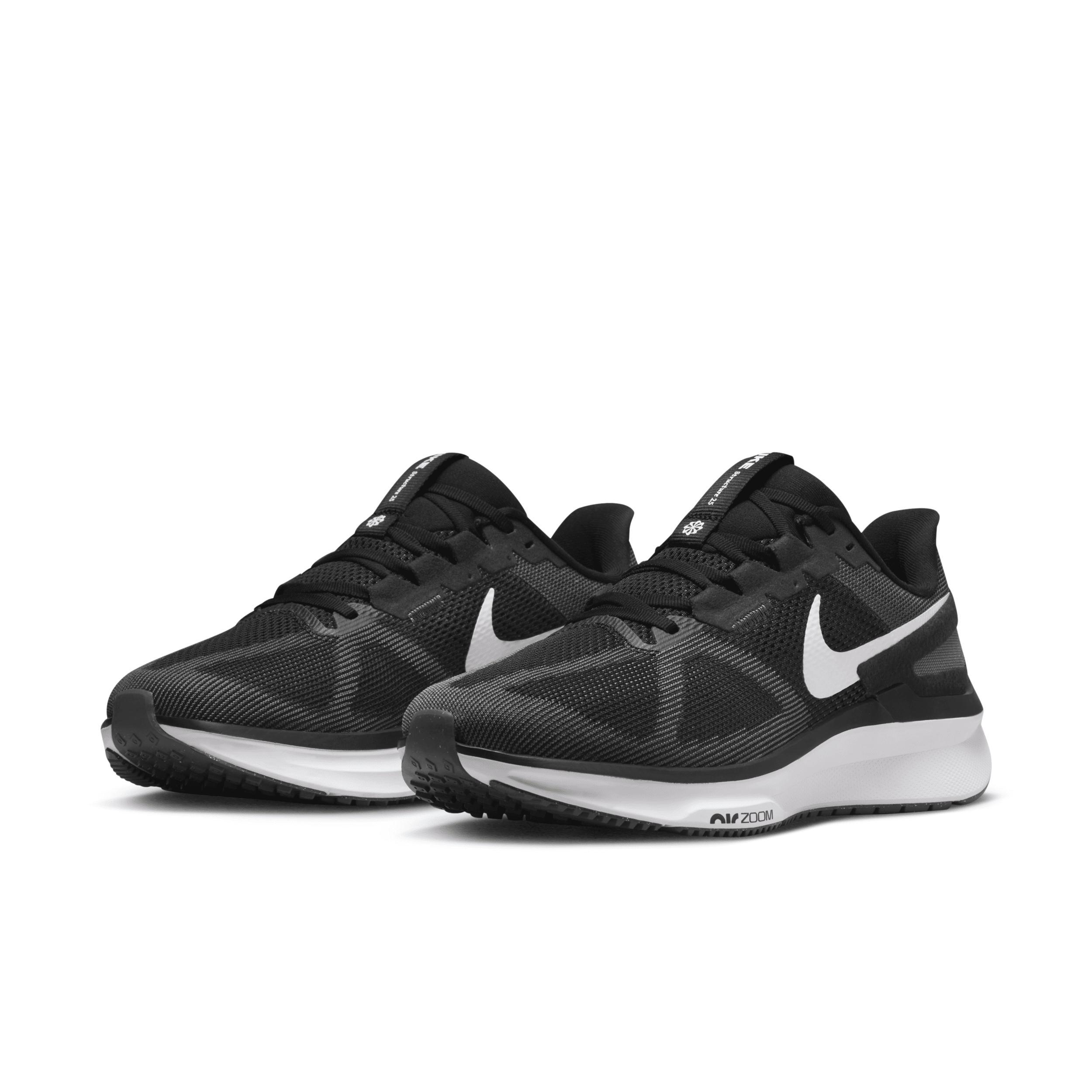 Nike Mens Nike Air Zoom Structure 25 Wide - Mens Running Shoes Black/White/Iron Grey Product Image