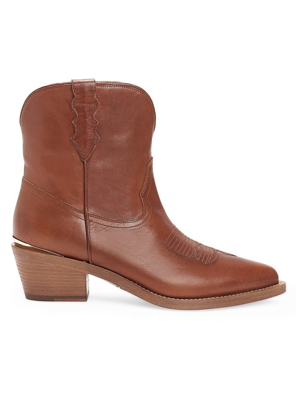 Julia Leather Western Ankle Booties Product Image