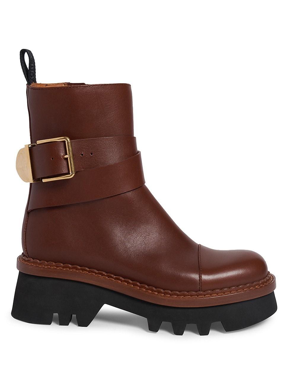 Womens Owena Leather Lug-Sole Boots Product Image