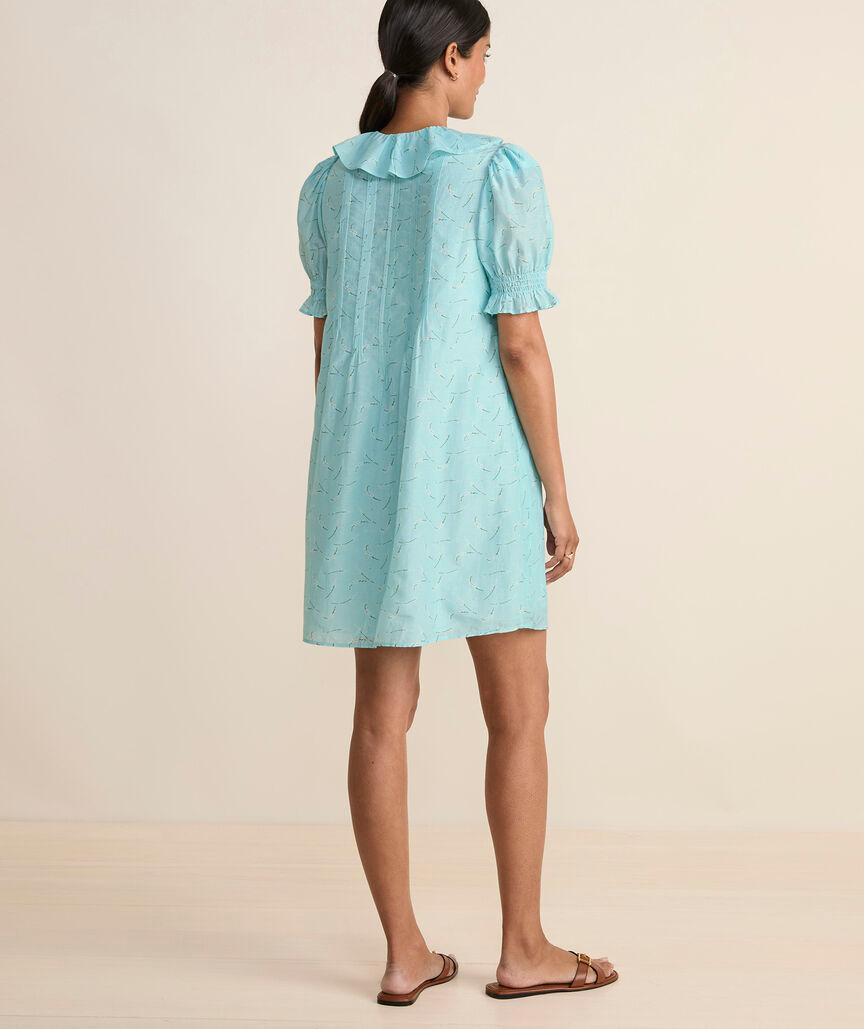 Pintuck Ruffle-Neck Dress Product Image