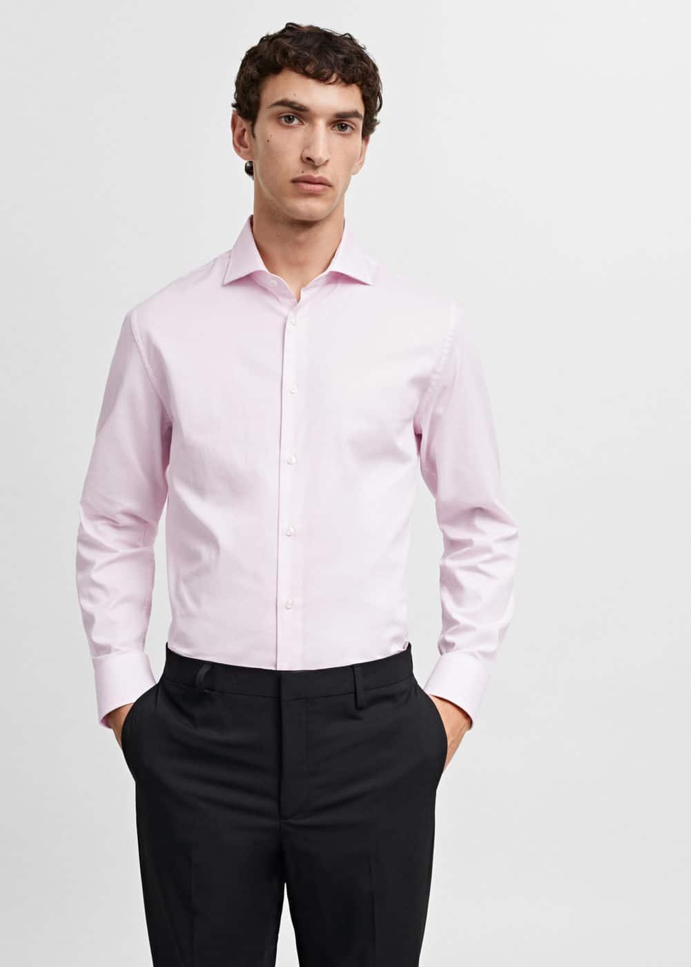 Mango Mens Micro-Stripe Twill Dress Shirt Product Image