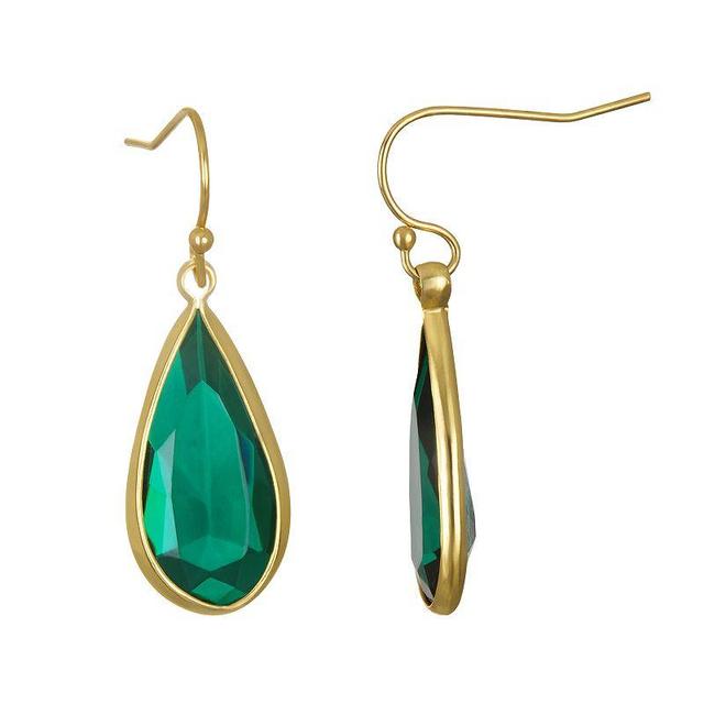 LC Lauren Conrad Simulated Crystal Nickel Free Tear Drop Earrings, Womens, Green Product Image