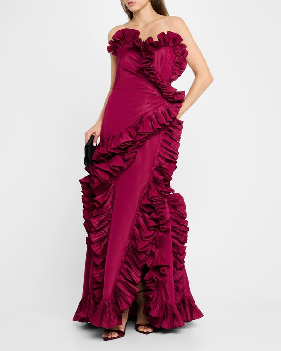 Strapless Ruffle Taffeta Gown Product Image