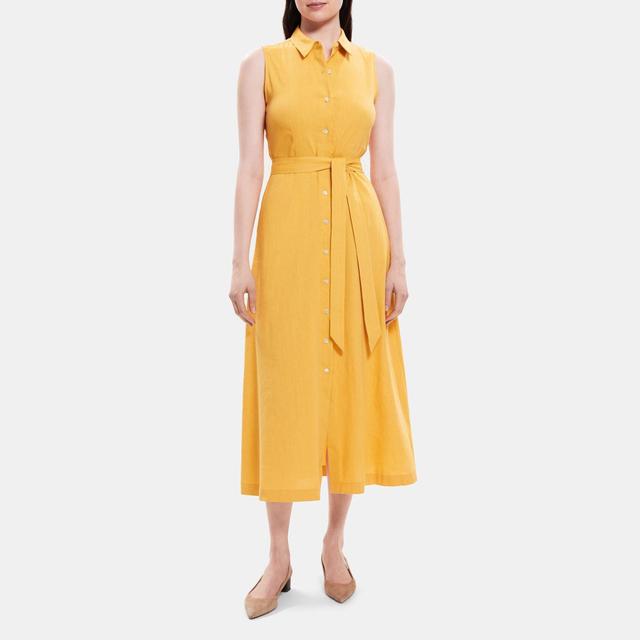 Linen-Blend Sleeveless Shirt Dress | Theory Outlet Product Image