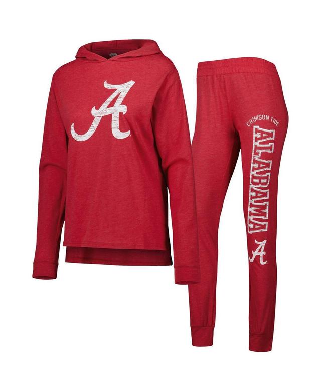 Womens Concepts Sport Crimson Distressed Alabama Crimson Tide Long Sleeve Hoodie T-shirt and Pants Sleep Set Product Image