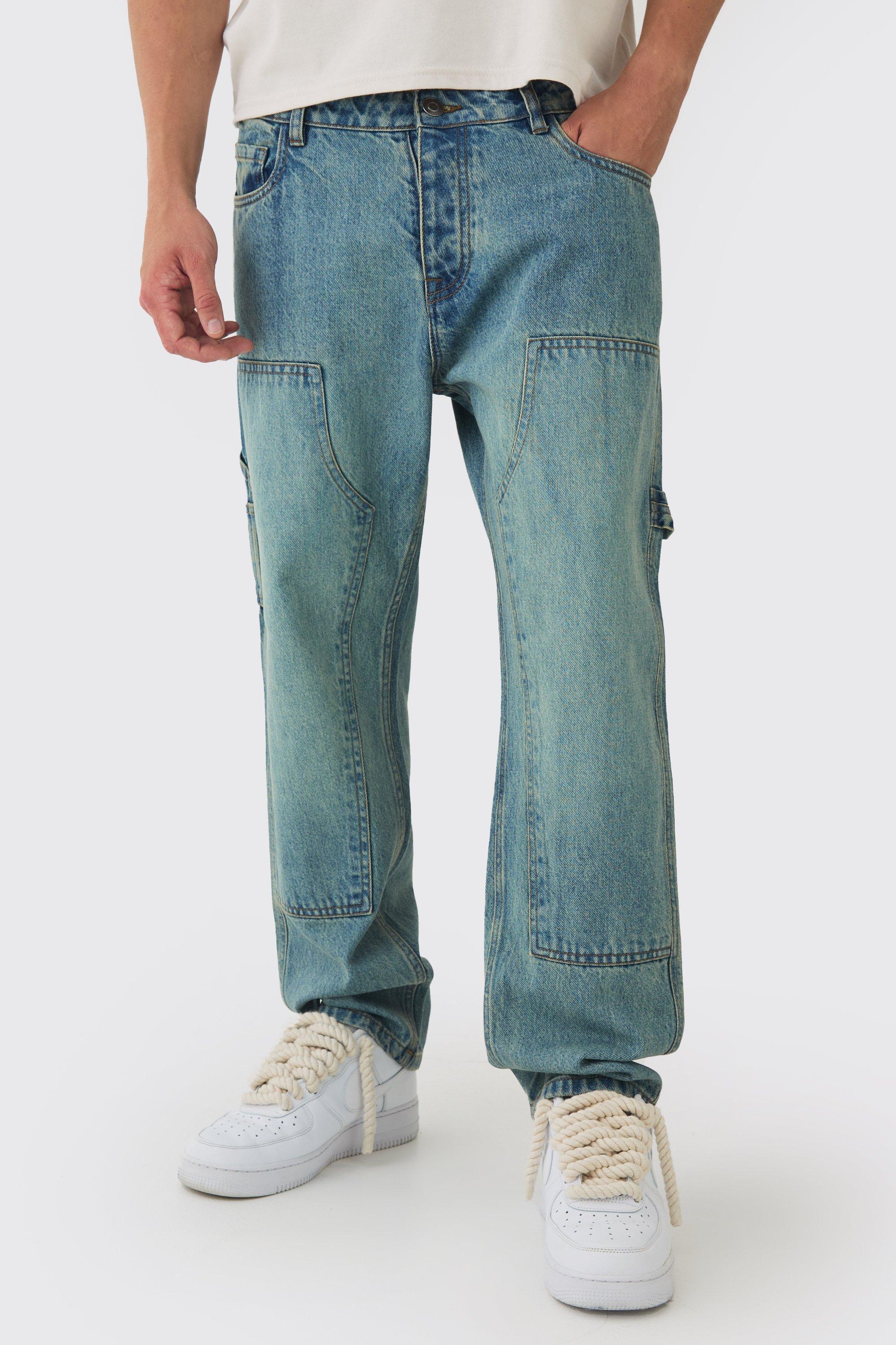 Relaxed Fit Carpenter Detailed Jeans | boohooMAN USA Product Image