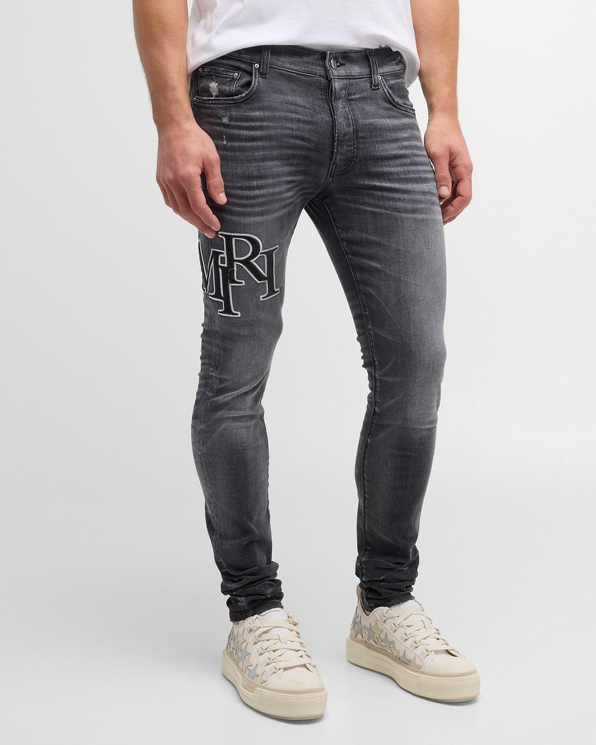 Mens Staggered Logo Skinny Jeans Product Image