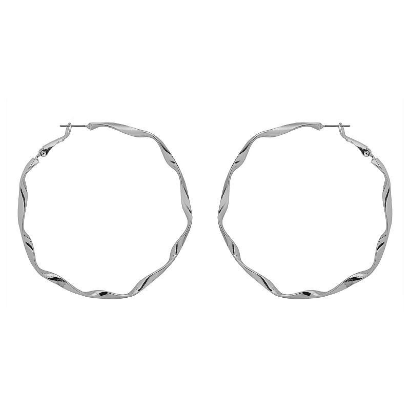 Emberly Silver Tone Oversized Twist Hoop Earrings, Womens, None Product Image