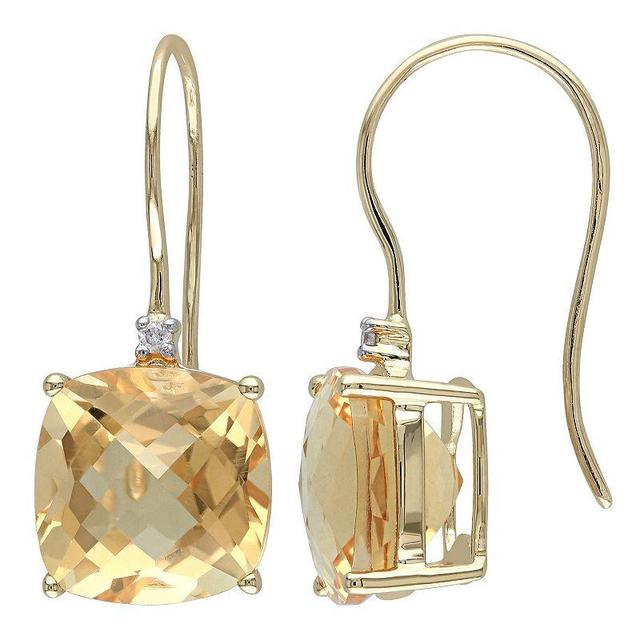 Stella Grace 10k Gold Citrine & Diamond Accent Hook Earrings, Womens Product Image