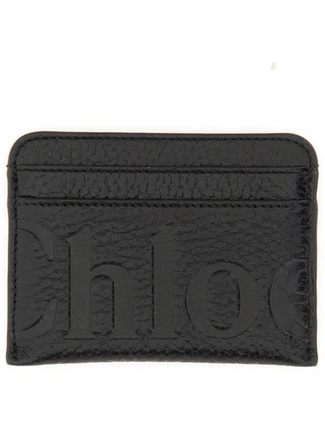 CHLOÉ Leather Card Holder In Black Product Image