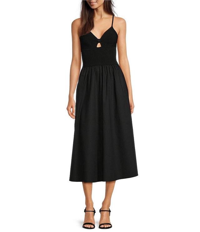 Lucy Paris Posey Mix Media V Neck Sleeveless Dress Product Image