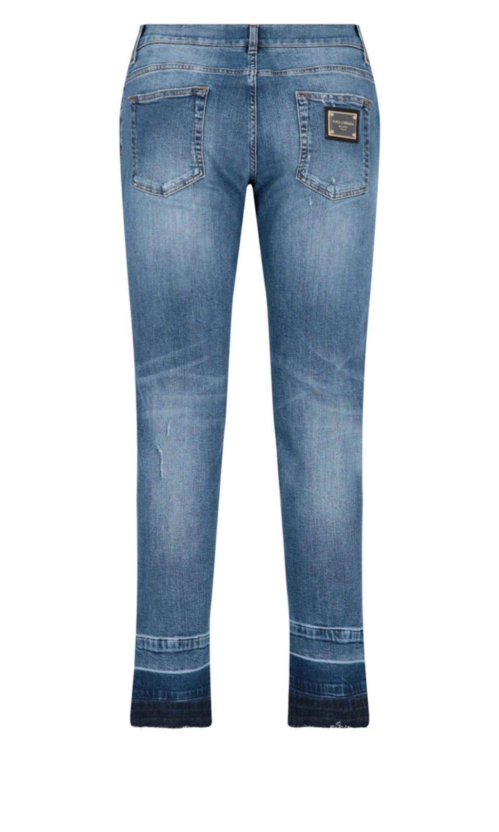 Distressed Straight-leg Jeans In Blue Product Image