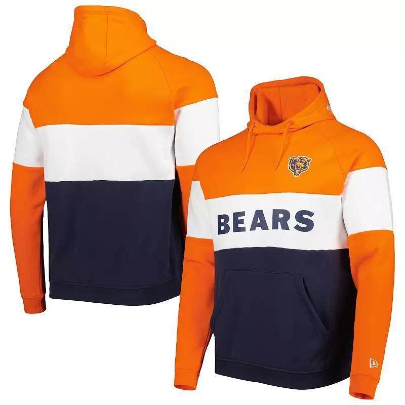 Mens New Era Navy/ Chicago Bears Colorblock Throwback Pullover Hoodie Blue Product Image