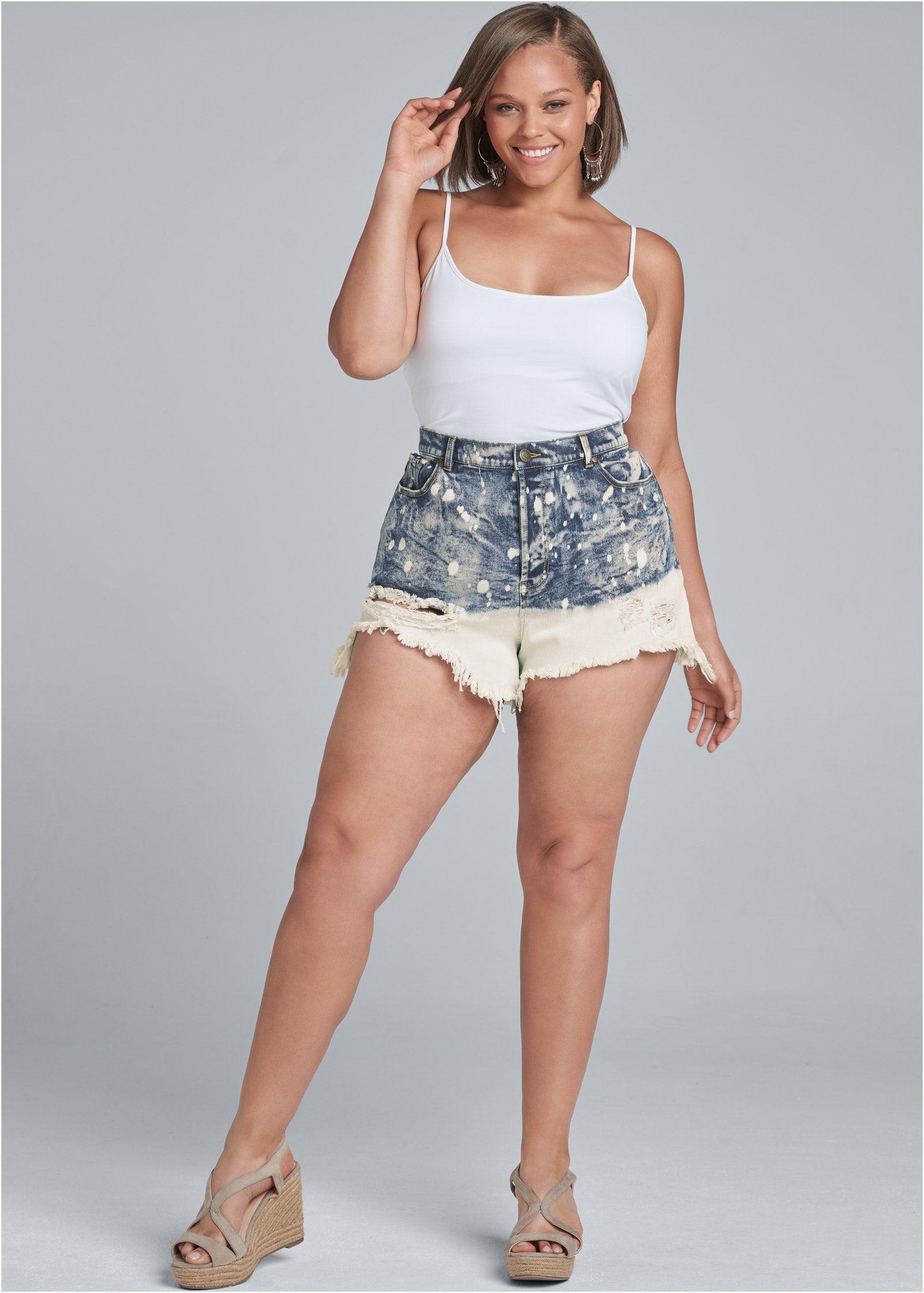 Bleached Jean Shorts - Denim Blue Product Image