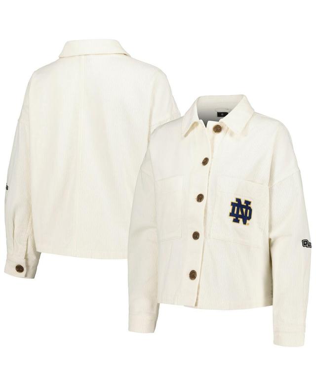 Womens Hype And Vice White Notre Dame Fighting Irish Corduroy Button-Up Jacket Product Image