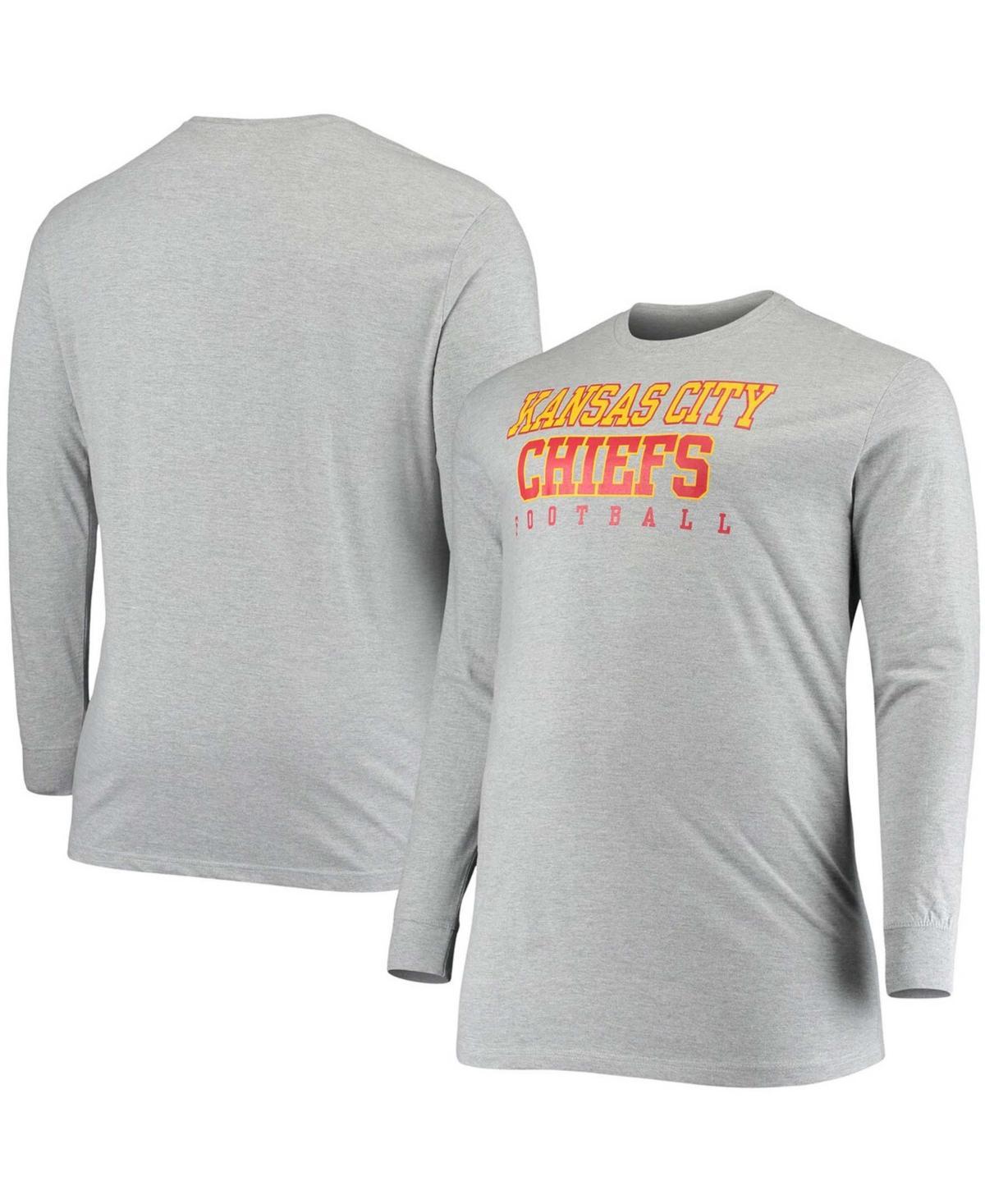 Mens Fanatics Branded Heathered Gray Kansas City Chiefs Big & Tall Practice Long Sleeve T-Shirt Grey Product Image