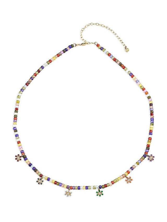 Womens Rainbow 14K Yellow Gold, 0.166 TCW Diamond & Multi-Gemstone Bead Necklace Product Image